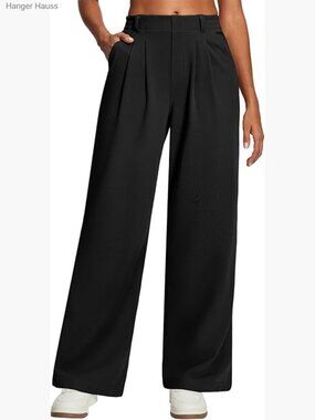 Wide Leg Stretchy Work Pants High Waisted Pull On Business Casual